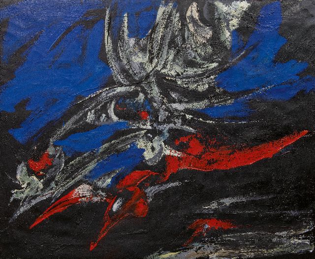 Anton Rooskens | Compositie, olieverf op doek, 100,0 x 120,5 cm, te dateren 1960-61