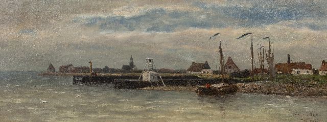Willem Roelofs | Oude-Schild Ile de Texel, olieverf op doek, 57,5 x 150,5 cm, gesigneerd r.o.