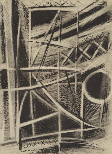 Hunziker F.  | Study for 'Composition', ink and chalk on paper 78.9 x 57.5 cm, signed l.l. and dated 4/48