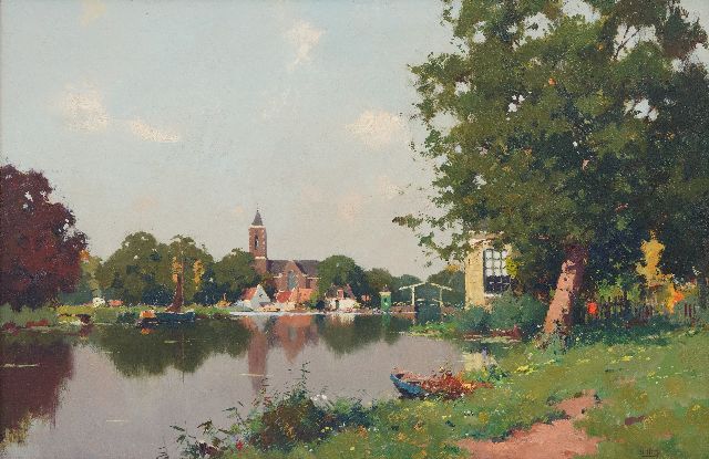 Evert Jan Ligtelijn | Gezicht op Loenen, olieverf op paneel, 382,0 x 58,7 cm, gesigneerd r.o.