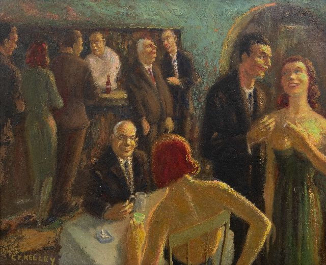 Kelley C.F.  | The Café, olieverf op board 55,4 x 67,2 cm, gesigneerd l.o.