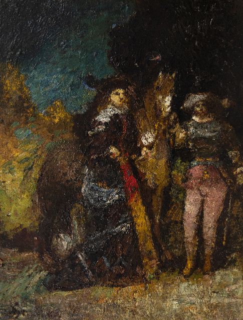 Monticelli A.J.T.  | Travesti, olieverf op paneel 48,2 x 36,7 cm, gesigneerd l.o. en te dateren ca. 1875-1880