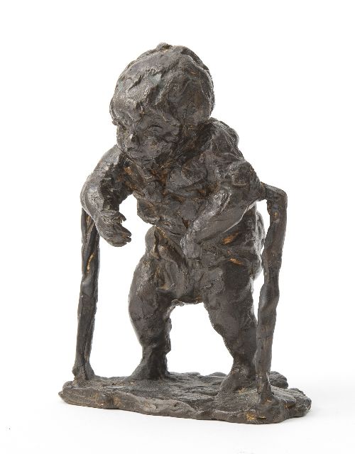 Hans Bayens | Staan in de box, brons, 14,5 x 8,5 cm, gesigneerd op basis met initialen en te dateren 1968