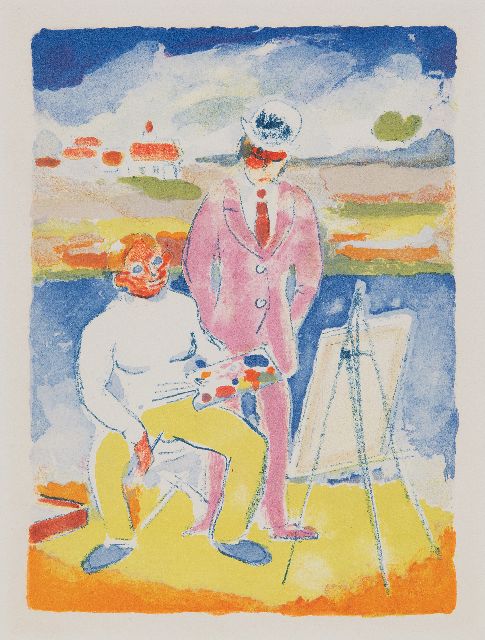 Dongen C.T.M. van | Vlaminck et Derain à Chatou (illustratie uit Roland Dorgelès, 'Au Beau Temps de la Butte', 1949), litho 28,1 x 21,7 cm, te dateren ca. 1949
