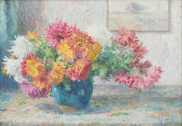 Evert Pieters | Gemberpot met asters, olieverf op doek, 50,1 x 71,1 cm, gesigneerd r.o.