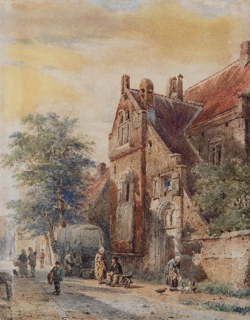 Cornelis Springer | Het Oude Gasthuisklooster te Hasselt, inkt en aquarel op papier, 42,7 x 33,6 cm, gesigneerd l.o. en gedateerd '63