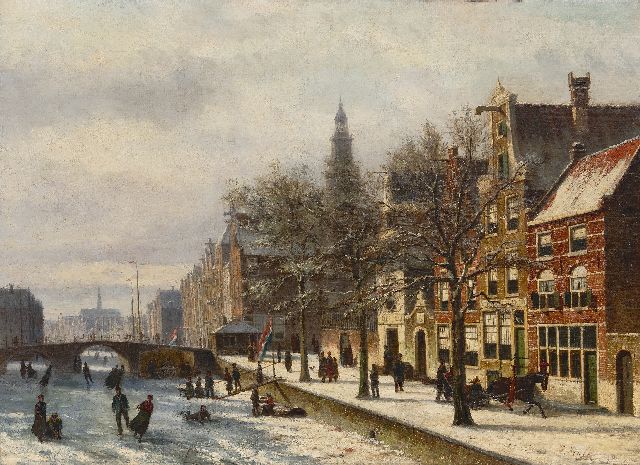 Johannes Frederik Hulk | Haarlem in de winter, olieverf op doek, 58,2 x 80,6 cm, gesigneerd r.o.