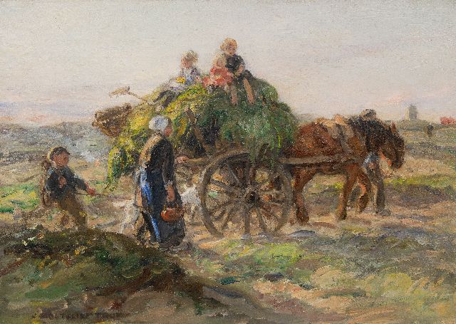 Jan Zoetelief Tromp | Huiswaarts met de oogst, Katwijk, olieverf op doek, 40,2 x 56,5 cm, gesigneerd l.o. en verso
