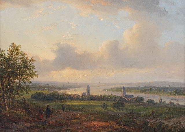 Lodewijk Johannes Kleijn | Gezicht op de Rijn bij Arnhem, olieverf op paneel, 22,0 x 30,0 cm, gesigneerd l.o.