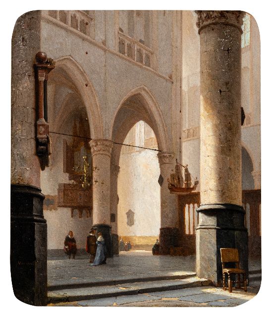 Jan Jakob Schenkel | Kerkinterieur in Alkmaar, olieverf op paneel, 60,0 x 50,5 cm, gesigneerd l.o.