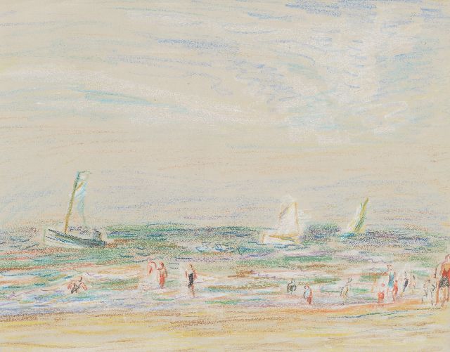 Leo Gestel | Het strand bij Zandvoort, pastel op papier, 24,0 x 30,0 cm