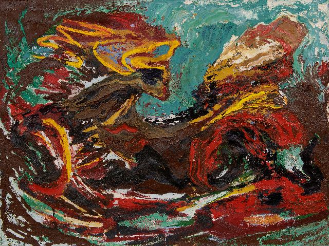 Hunziker F.  | Golf, olieverf op doek 75,2 x 100,2 cm, gesigneerd verso met initialen en te dateren ca. 1964