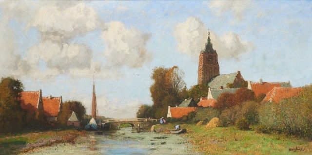 Cornelis Kuijpers | Vaart langsde kerk van Soest, olieverf op doek, 92,0 x 185,0 cm, gesigneerd r.o.