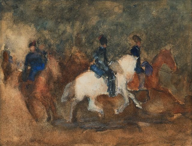 George Hendrik Breitner | Cavalerie, aquarel op papier, 25,8 x 33,8 cm, gesigneerd r.o. en te dateren ca. 1905