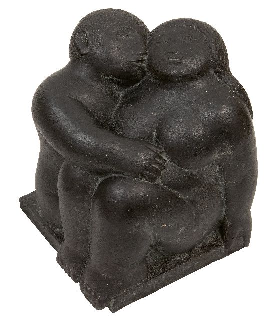 Jan Meefout | Echtpaar, brons, 33,5 x 27,0 cm, op achterzijde basis gedateerd 1975