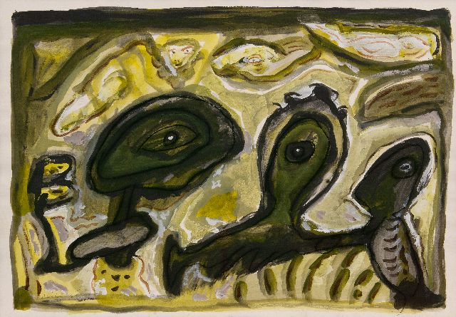 Lucebert | Zonder titel, krijt en gouache op papier, 70,0 x 99,9 cm, gesigneerd l.o. en gedateerd '92.VII