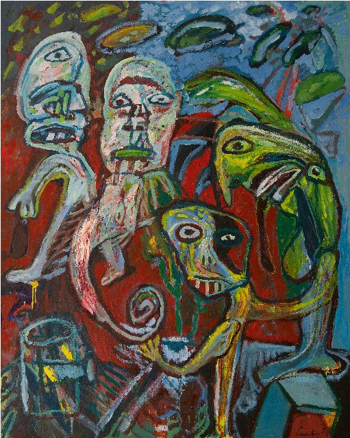 Lucebert | In het honinghuis, olieverf op doek, 145,2 x 114,8 cm, gesigneerd r.o. en gedateerd '89