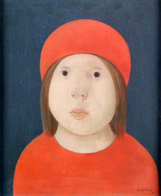 Karel Wiggers | Portret van een jongen met een rode muts, olieverf op paneel, 29,0 x 24,0 cm