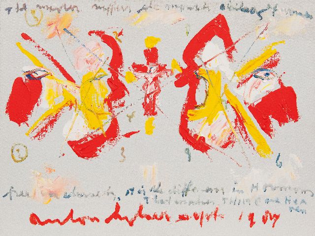 Anton Heyboer | Overleg, acryl op doek, 60,0 x 80,2 cm, gesigneerd m.o. en gedateerd 1987