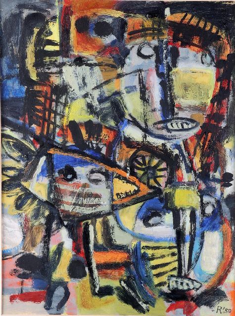 Gust Romijn | Zonder titel, olieverf op papier, 50,0 x 37,0 cm, gesigneerd r.o. en gedateerd '50