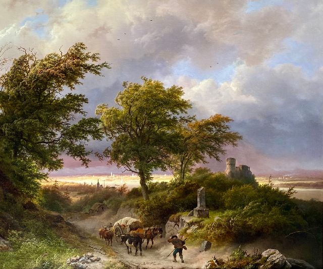 Barend Cornelis Koekkoek | Farmer near a forest during an approaching storm, olieverf op doek, 70,5 x 84,5 cm, gesigneerd r.o. en gedateerd 1847