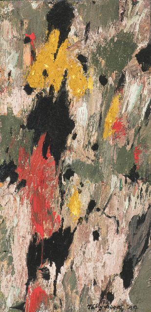 Willy Boers | Stil bewegen, olieverf op masoniet, 61,5 x 29,5 cm, gesigneerd r.o. en gedateerd '57