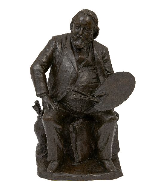 Odé A.W.M.  | De Hollandse schilder Jacob Maris, brons 43,0 x 27,5 cm, gesigneerd op de portfolio en gedateerd '95