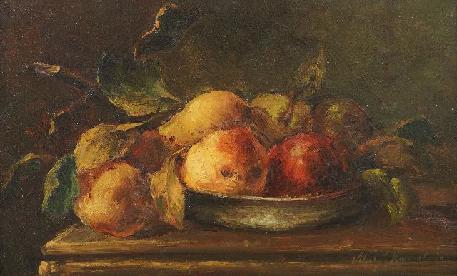 Roosenboom M.C.J.W.H.  | Stilleven met peren, olieverf op paneel 18,0 x 27,0 cm