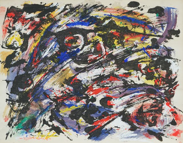 Theo Wolvecamp | Zonder titel, inkt en gouache op papier, 50,0 x 65,0 cm, gesigneerd l.o. en gedateerd verso 1994