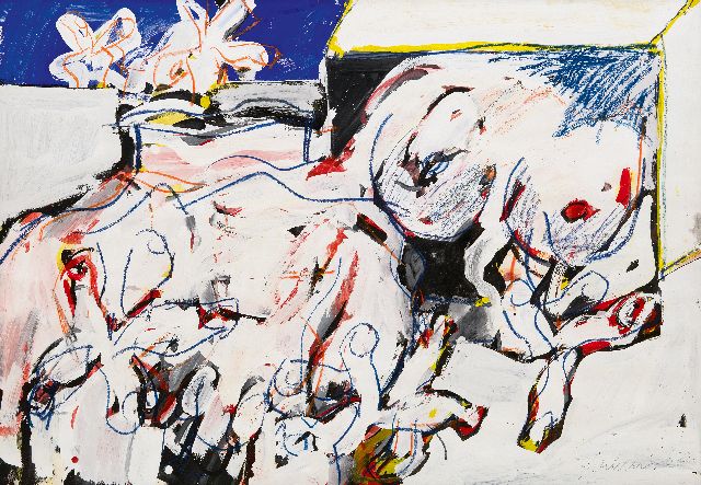 Jan Sierhuis | Zonder titel, gouache en krijt op papier, 69,9 x 100,3 cm, gesigneerd r.o. en gedateerd '68