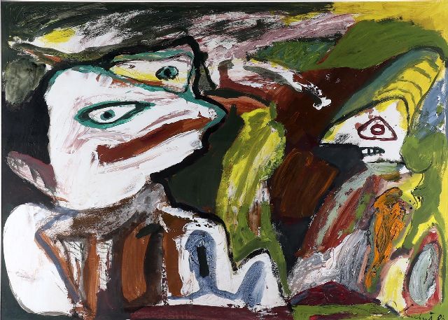 Lucebert (Lubertus Jacobus Swaanswijk)   | Zonder titel, gouache op papier 78,3 x 109,7 cm, gesigneerd r.o. en gedateerd 1986