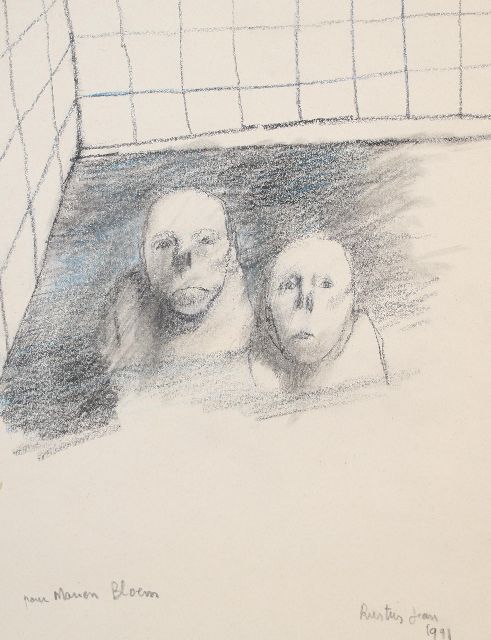 Rustin J.  | Oudjes in het zwembad   VERMIST !!!, gemengde techniek op papier