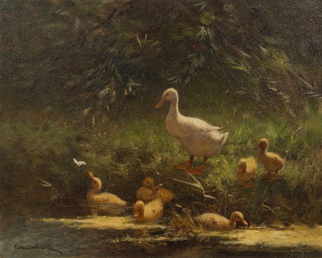 Constant Artz | Leren zwemmen, olieverf op paneel, 40,1 x 50,0 cm, gesigneerd l.o.