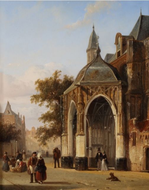 Springer C.  | Gezicht op de St. Stevens Kerk, Nijmegen, olieverf op paneel 28,0 x 21,7 cm, gesigneerd l.o. met mon en gedateerd '48