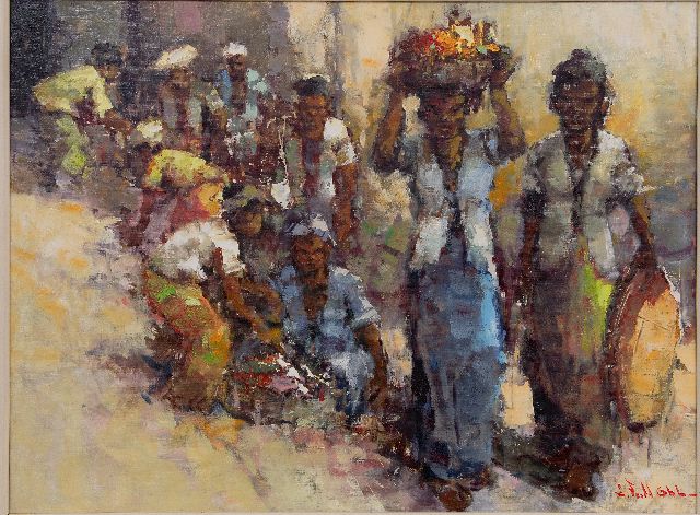 Ohl L.F.  | Elegante vrouwen, olieverf op doek 60,0 x 80,5 cm, gesigneerd r.o.