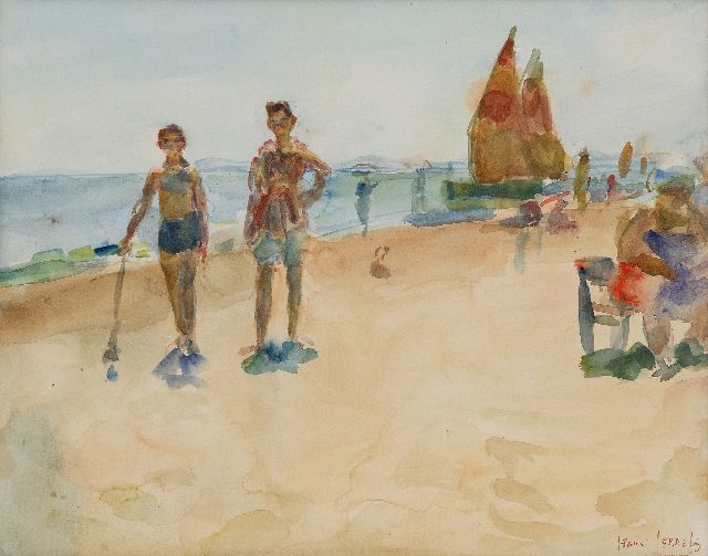 Isaac Israels | Strandgezicht, Italië, aquarel op papier, 38,5 x 48,9 cm, gesigneerd r.o.