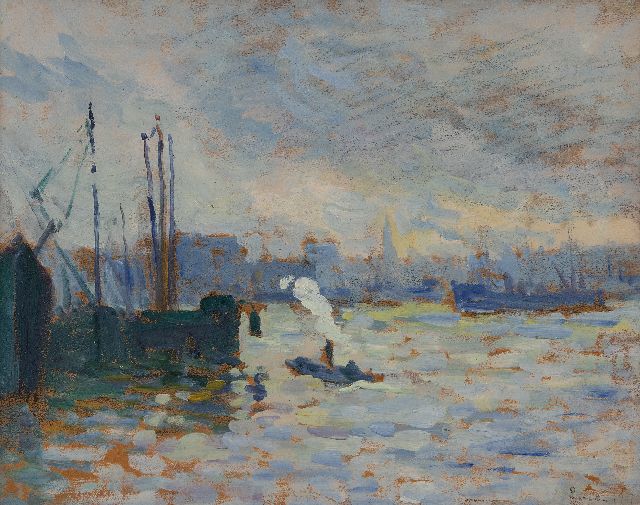 Maximilien Luce | De Maas bij Feijenoord, Rotterdam, olieverf op board, 27,1 x 34,2 cm, gesigneerd r.o. en gedateerd 1907
