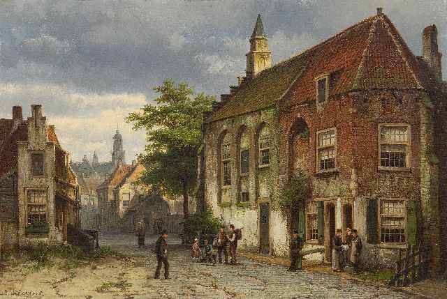 Willem Koekkoek | Gezicht op de Sint Barbarakapel in 's-Hertogenbosch, olieverf op doek, 37,9 x 56,3 cm, gesigneerd l.o.