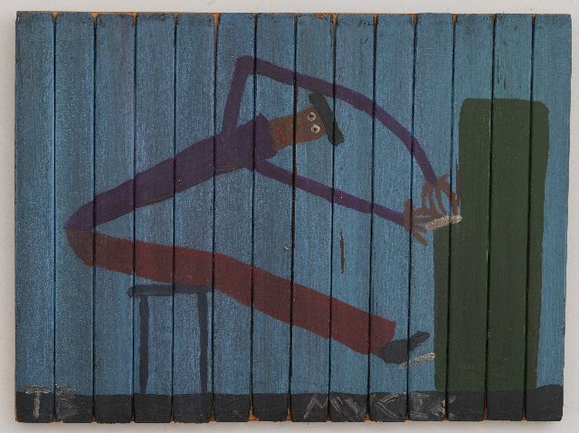 Tim Brown | De pianist, olieverf op hout, 32,9 x 44,3 cm, gesigneerd l.o. en verso met monogram