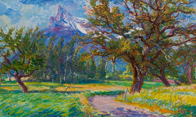 Johan Dijkstra | Zonnig berglandschap, olieverf op doek, 60,0 x 100,0 cm, gesigneerd l.o.