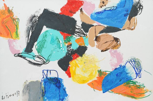 Jurjen de Haan | Panta Rhei 9, olieverf op doek, 100,0 x 150,0 cm, gesigneerd l.o. en gedateerd '97