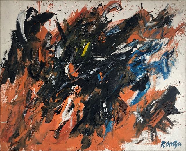 Gust Romijn | Het gevecht, olieverf op doek, 90,0 x 110,0 cm, gesigneerd r.o.