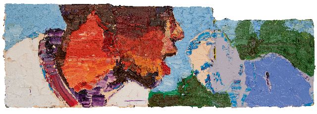 Carlos Blaaker | Cartagena, olieverf op doek op paneel, 26,2 x 76,7 cm, gesigneerd verso en verso gedateerd 2025