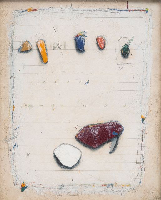 Cole Morgan | CLXXI, gemengde techniek en collage op board, 26,3 x 21,2 cm, gesigneerd r.o. en gedateerd '87