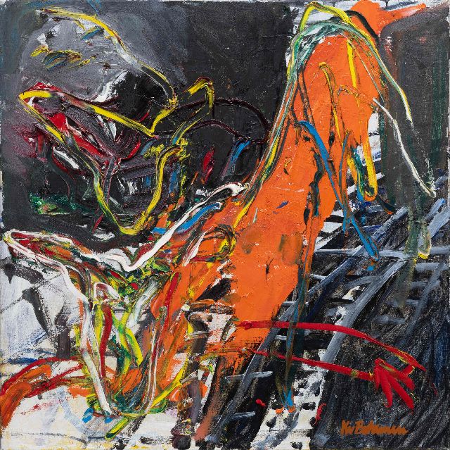 Kees van Bohemen | Zonder titel, olieverf op doek, 100,0 x 100,0 cm, gesigneerd r.o.