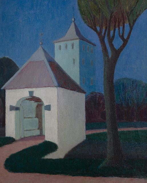 Weijden A.A. van der | Kasteel Den Ham in Vleuten, olieverf op doek 65,0 x 54,0 cm, gesigneerd r.o.