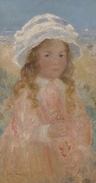 Simon Maris | Meisje in de duinen, olieverf op doek, 73,3 x 39,3 cm, gesigneerd l.o.