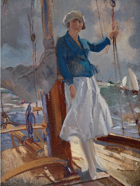 Piet van der Hem | Poseren op het zeiljacht, olieverf op doek, 65,5 x 50,7 cm, gesigneerd r.o.
