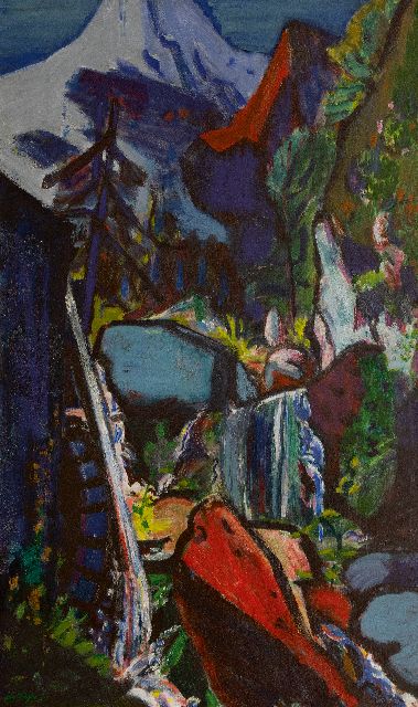 Jan Wiegers | De waterval bij Golino in Tessin, Zwitserland, olieverf op doek, 105,2 x 65,2 cm, gesigneerd l.o. en gedateerd '47
