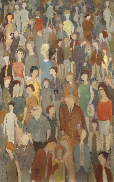 Jaap de Vries | Excursie, olieverf op doek, 65,0 x 40,0 cm, gesigneerd r.o. en gedateerd 1966